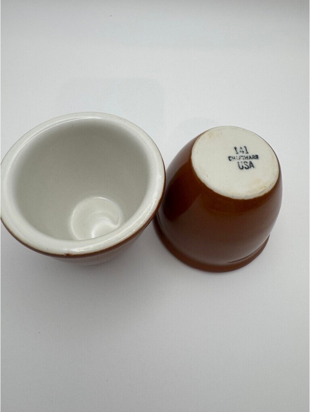 Vintage Chefsware USA 141  Custard Cups Set of 2- 2 1/2 in Brown